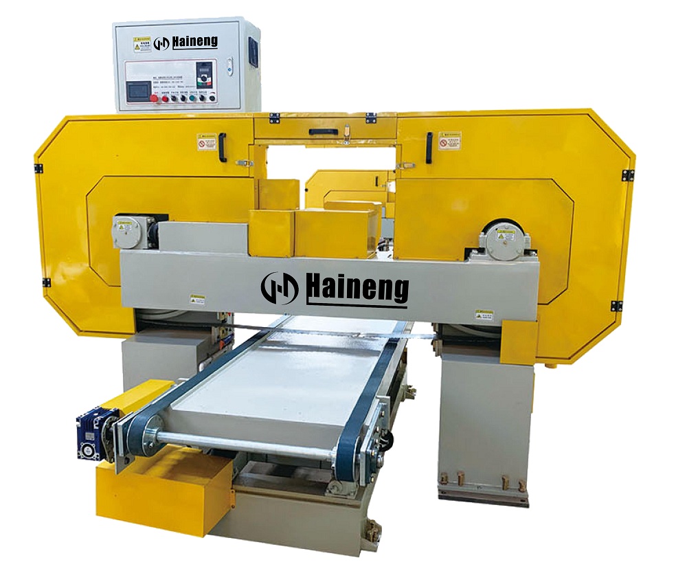 What types of marble can be processed with a horizontal splitting machine?