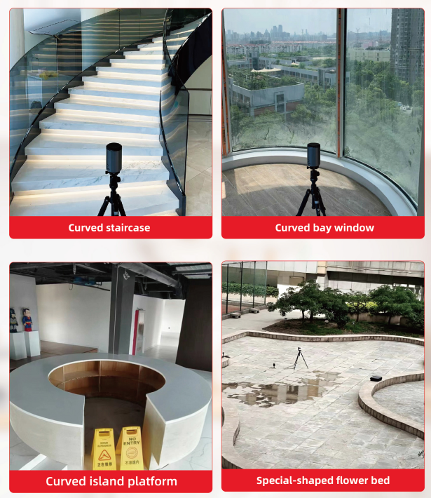 Laser measuring applications for spiral stairs, arches, and custom countertops